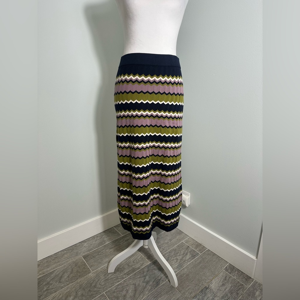 NEW SEZANE Parniane Striped Knit Midi Cotton Skirt  Dress Size Medium - Picture 3 of 15